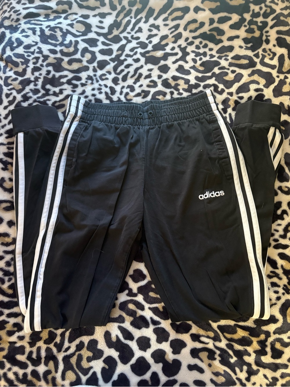 adidas Black Jogger Pants with White Side Stripes
